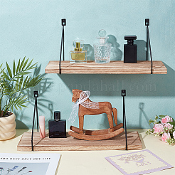 Wooden & Iron Wall Mounted Shelf&nbsp;AJEW-WH0270-948