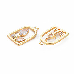 Rack Plating Brass Micro Pave Clear Cubic Zirconia Pendants&nbsp;KK-S360-153B