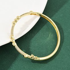 Brass Micro Pave Clear Cubic Zirconia Bangles&nbsp;BJEW-F504-03G