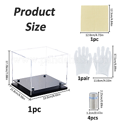 Transparent Acrylic Minifigure Display Cases with Black Base&nbsp;ODIS-WH0108-107
