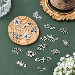 50Pcs 10 Styles Tibetan Style Alloy Connectors Charms&nbsp;FIND-YW0012-75