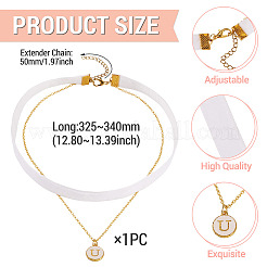 Alloy Enamel Letter Pendant Single Face White Velvet Ribbon & Brass Chain Double Layered Choker Necklaces&nbsp;NJEW-TAC0036