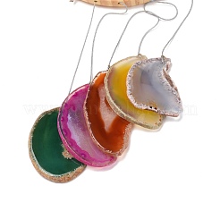 Wood & Natural Dye Agate Wind Chime Pendants&nbsp;HJEW-H054-04