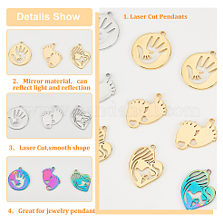 18Pcs 9 Style 304 Stainless Steel Pendants&nbsp;STAS-DC0010-71