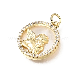Brass Micro Pave Clear Cubic Zirconia Pendants&nbsp;CU-CBAF50C-06G