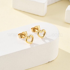 PVD Vacuum Plating 304 Stainless Steel Tiny Hollow Out Heart Stud Earrings for Women&nbsp;EJEW-P212-06G