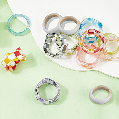 3 Styles Resin & Acrylic Finger Rings for Women&nbsp;RJEW-SC0001-23