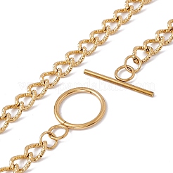 Ion Plating(IP) 304 Stainless Steel Curb Chain Necklace with Toggle Clasps for Women&nbsp;NJEW-E059-01G
