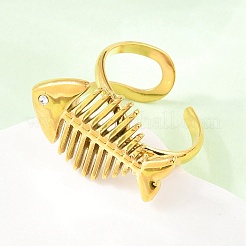 304 Stainless Steel Micro Pave Cubic Zirconia Open Cuff Rings for Women&nbsp;RJEW-K316-04G