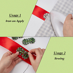 4Pcs Flower Alloy & Glass Rhinestone Applques&nbsp;DIY-MA0007-20A