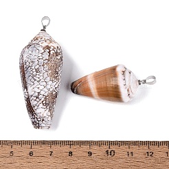 Brass & Natural Cone Shell Pendants&nbsp;SHEL-Q029-20-02P
