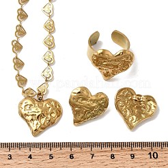 Heart 304 Stainless Steel Pendant Necklaces & Stud Earrings & Cuff Ring Sets for Women&nbsp;SJEW-F226-01G
