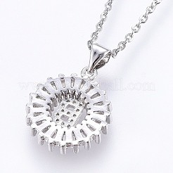 Brass Micro Pave Cubic Zirconia Initial Pendant Necklaces&nbsp;NJEW-H486-30P-B