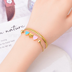 Enamel Heart Stainless Steel Double-strand Chain Bracelets&nbsp;WGF01DB-02