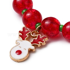 4Pcs 4 Styles Merry Christmas Deer & Santa Claus Alloy Enamel Charm Bracelet Sets&nbsp;BJEW-JB10904