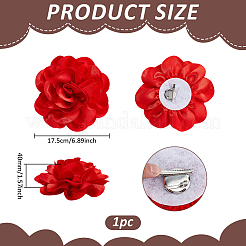 Flower Polyester Brooches&nbsp;JEWB-WH0001-47P-02