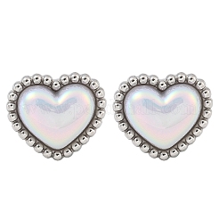 304 Stainless Steel Shell Heart Stud Earrings for Women&nbsp;EJEW-Z095-02P