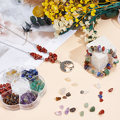 7 Styles Natural Amethyst & Gold Rutilated Quartz & Tiger Eye & Red Jasper & Lapis Lazuli & Green Aventurine & Quartz Crystal Chip Beads Sets&nbsp;G-PA0001-96