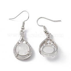 Natural Quartz Crystal Teardrop Dangle Earrings with Crystal Rhinestone&nbsp;EJEW-A092-02P-19