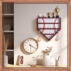Wall-mounted Pine Wood Organizer Display Stands for Championship Rings&nbsp;RDIS-WH0016-25A