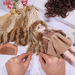 4Pcs 4 Colors High Temperature Fiber Long Flat Curly Hairstyle Doll Wig Hair&nbsp;DOLL-GL0001-04C