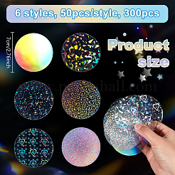 300Pcs 6 Styles Round OPP Transparent Laser Film for Badge&nbsp;DIY-UN0008-74