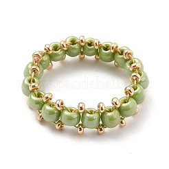 Round Glass Seed Beaded Finger Rings&nbsp;RJEW-JR00307