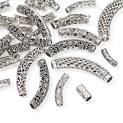 20Pcs 10 Style Tibetan Style Alloy Tube Beads&nbsp;TIBEB-CD0001-06AS