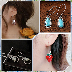 200Pcs 2 Styles 304 Stainless Steel Hoop Earrings Findings Kidney Ear Wires&nbsp;STAS-GA0001-96