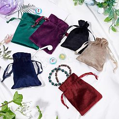 12Pcs 6 Colors Velvet Bags Drawstring Jewelry Pouches&nbsp;TP-NB0001-24