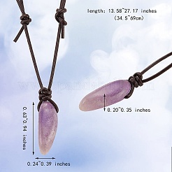 5Pcs 5 Style Natural Mixed Gemstone Nuggets Pendant Necklace with Cowhide Leather Cord for Women&nbsp;NJEW-SZ0001-58