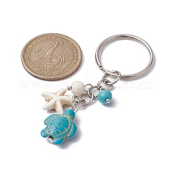 Turtle & Starfish Synthetic Turquoise Pendant Keychains&nbsp;KEYC-JKC00628-01