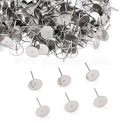 Tarnish Resistant 304 Stainless Steel Flat Round Blank Peg Stud Earring Findings&nbsp;STAS-S028-37