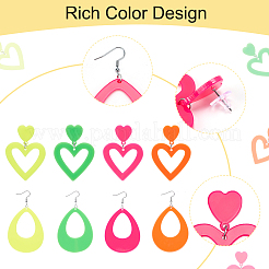 8 Pairs 8 Style Acrylic Heart & Teardrop Dangle Stud Earrings with Steel Pins for Women&nbsp;EJEW-PH0001-12