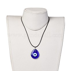 Teardrop Lampwork Evil Eye Pendants Necklaces&nbsp;NJEW-JN02322