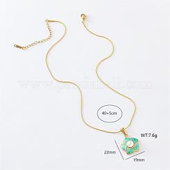 3Pcs French Elegant Stainless Steel Enamel Pave Imitation Pearl Flower Pendant Necklaces for Women&nbsp;KP5018
