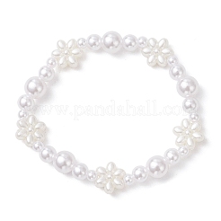 ABS Plastic Imitation Pearl Beaded Stretch Bracelets for Girl&nbsp;BJEW-JB12144