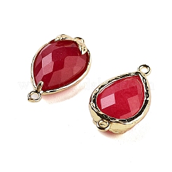 Dyed Natural Malaysia Jade Faceted Teardrop Connector Charms&nbsp;G-B081-03G-04