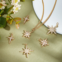 6Pcs 3 Styles Brass Micro Pave Cubic Zirconia Pendants&nbsp;ZIRC-BBC0002-57