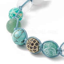 Natural & Synthetic Mixed Gemstone Round Braided Bead Bracelet&nbsp;BJEW-JB09274