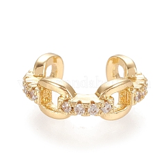 Brass Micro Pave Clear Cubic Zirconia Cuff Earrings&nbsp;EJEW-M195-01G