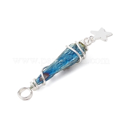3Pcs 3 Styles Electroplated Natural Quartz Crystal Nuggets Copper Wire Wrapped Pendants&nbsp;PALLOY-JF03128-05