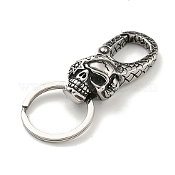 Tibetan Style 316 Surgical Stainless Steel Fittings with 304 Stainless Steel Key Ring&nbsp;FIND-Q101-08AS-02
