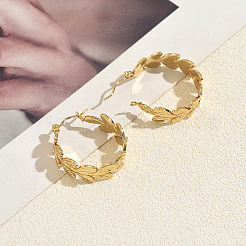 201 Stainless Steel Leaf Hoop Earrings for Women&nbsp;GX4867
