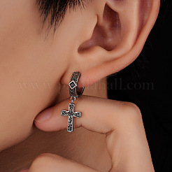304 Stainless Steel Cubic Zirconia Hoop Dangle Earrings for Men&nbsp;WG5B424-01