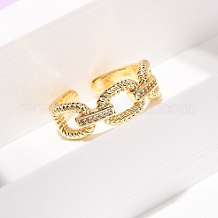 Brass Micro Pave Cubic Zirconia Cuff Open Rings&nbsp;RJEW-F204-01G