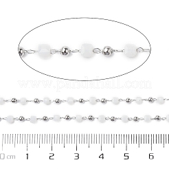Cube Glass & 201 Stainless Steel Beaded Chains&nbsp;CHS-A015-05P
