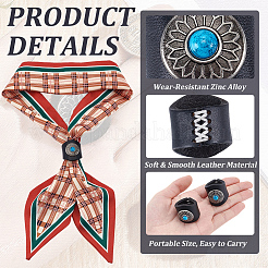 Flower Imitation Leather Scarf Clips&nbsp;AJEW-WH20001-16A-02