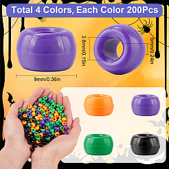 800Pcs 4 Colors Halloween Opaque Plastic Beads&nbsp;KY-SP0001-08
