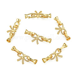Brass Micro Pave Clear Cubic Zirconia Fold Over Clasps&nbsp;KK-N259-20